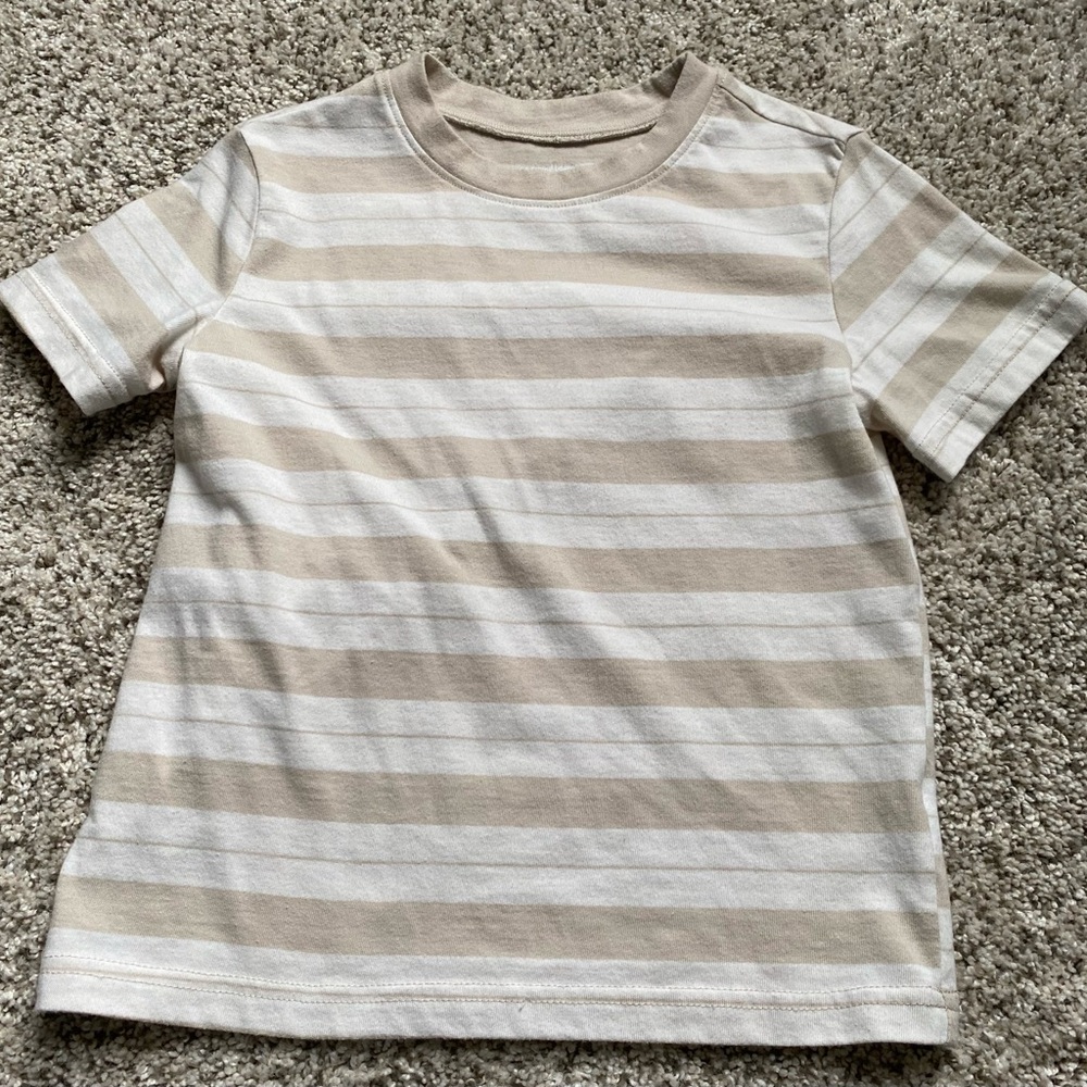 Jumping Beans Beige and White Striped Tee